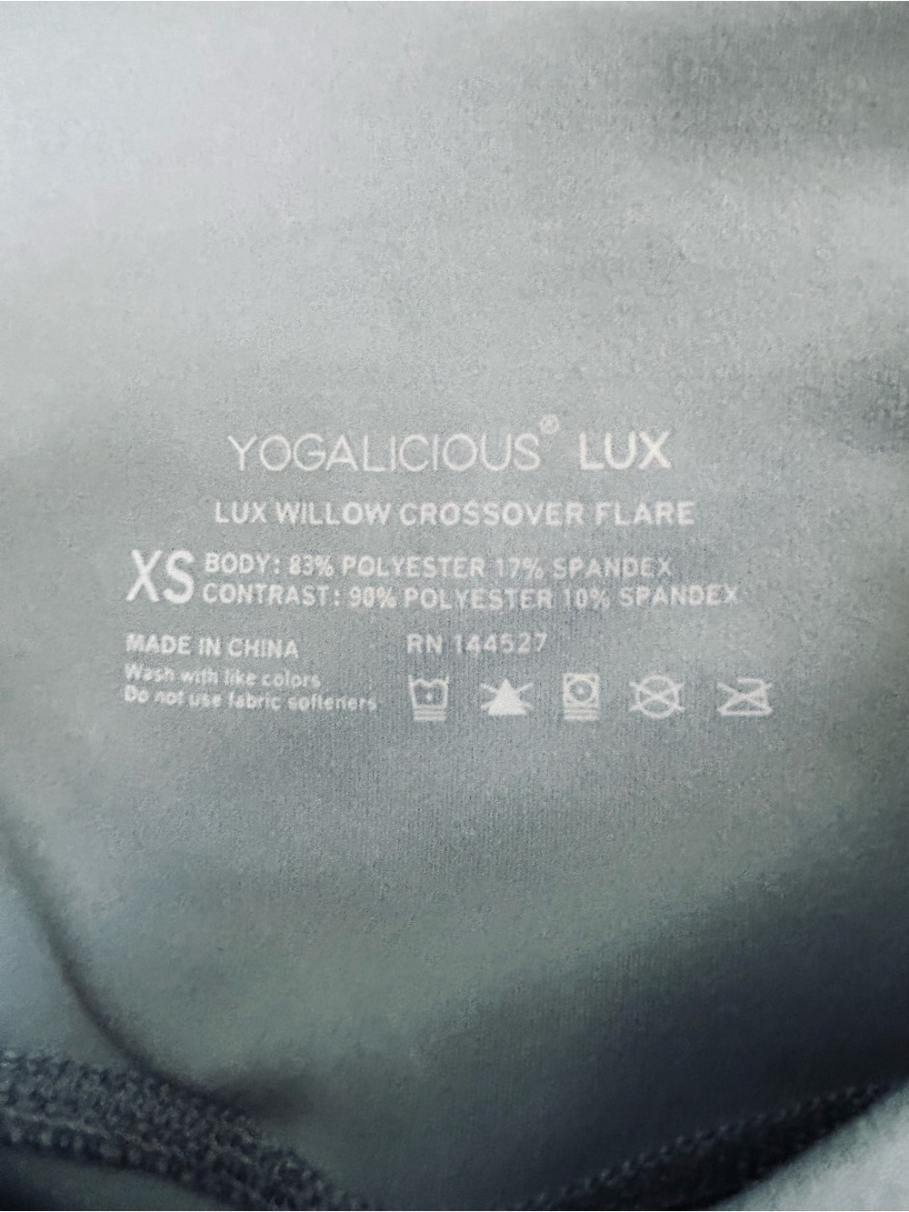 4/$20 Yogalicious Lux Willow Crossover Flare Yoga Pants Gray XS - Picture 4 of 4